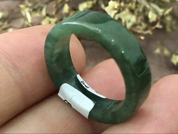Sz8.5 Rare Icy Forest Green Carved Certified Jadeite Jade Ring Band Gem Unisex US Size 8.5 654 Etsy Canada