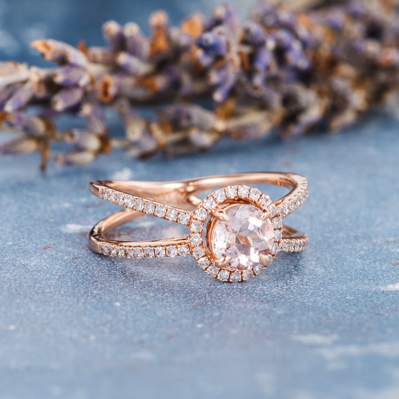 Morganite Engagement Ring Rose Gold Ring for Women Infinity - Etsy