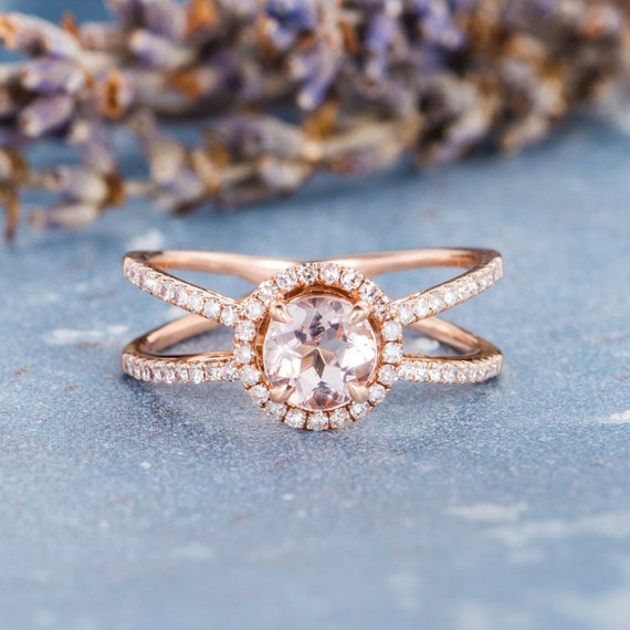 Morganite Engagement Ring Rose Gold Ring for Women Infinity | Etsy