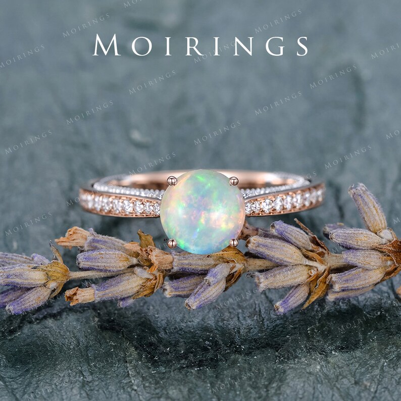 Vintage Opal Engagement Ring Vintage Solitaire Ring Etsy