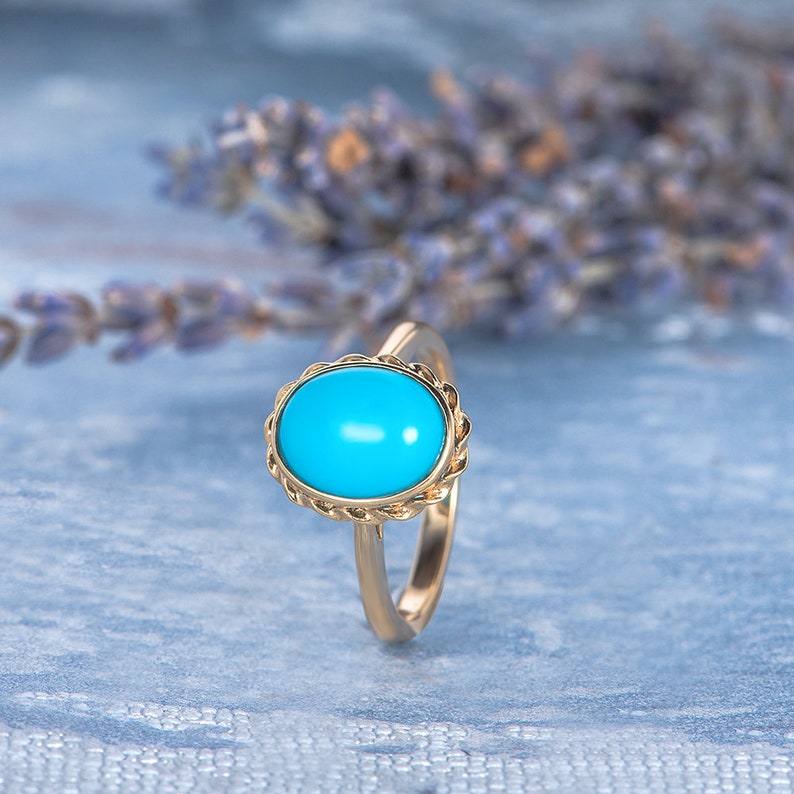 8x10mm Oval Turquoise Engagement Ring Antique Halo Braided Etsy