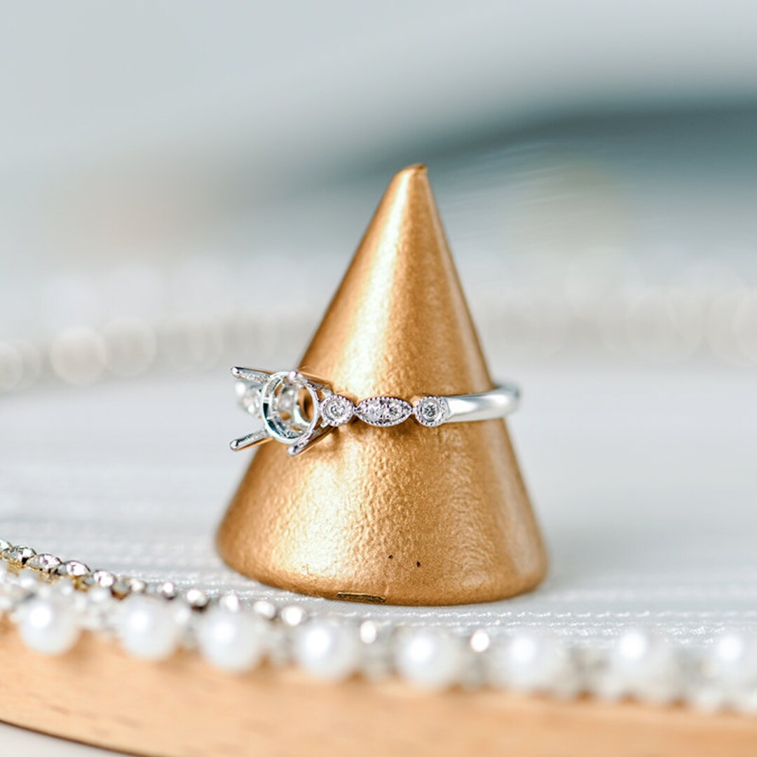 Custom Ring Setting White Gold Semi Mount Diamond Ring Setting Art Deco