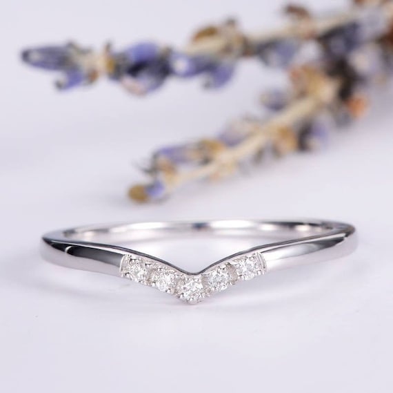 White gold chevron wedding best sale band