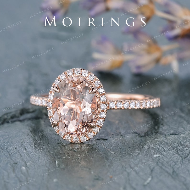 Rose Gold Engagement Ring Oval Cut Ring Wedding Etsy