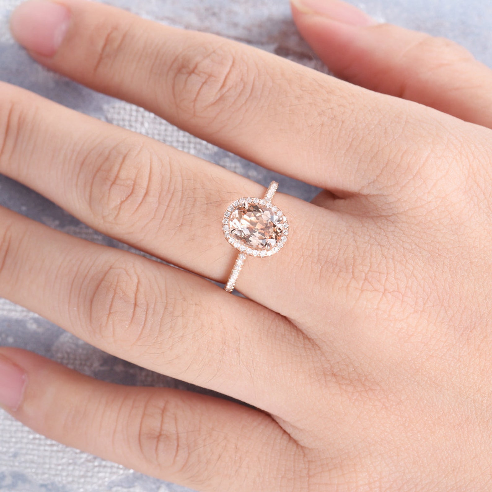 Rose Gold Engagement Ring Oval Cut Ring Wedding Etsy