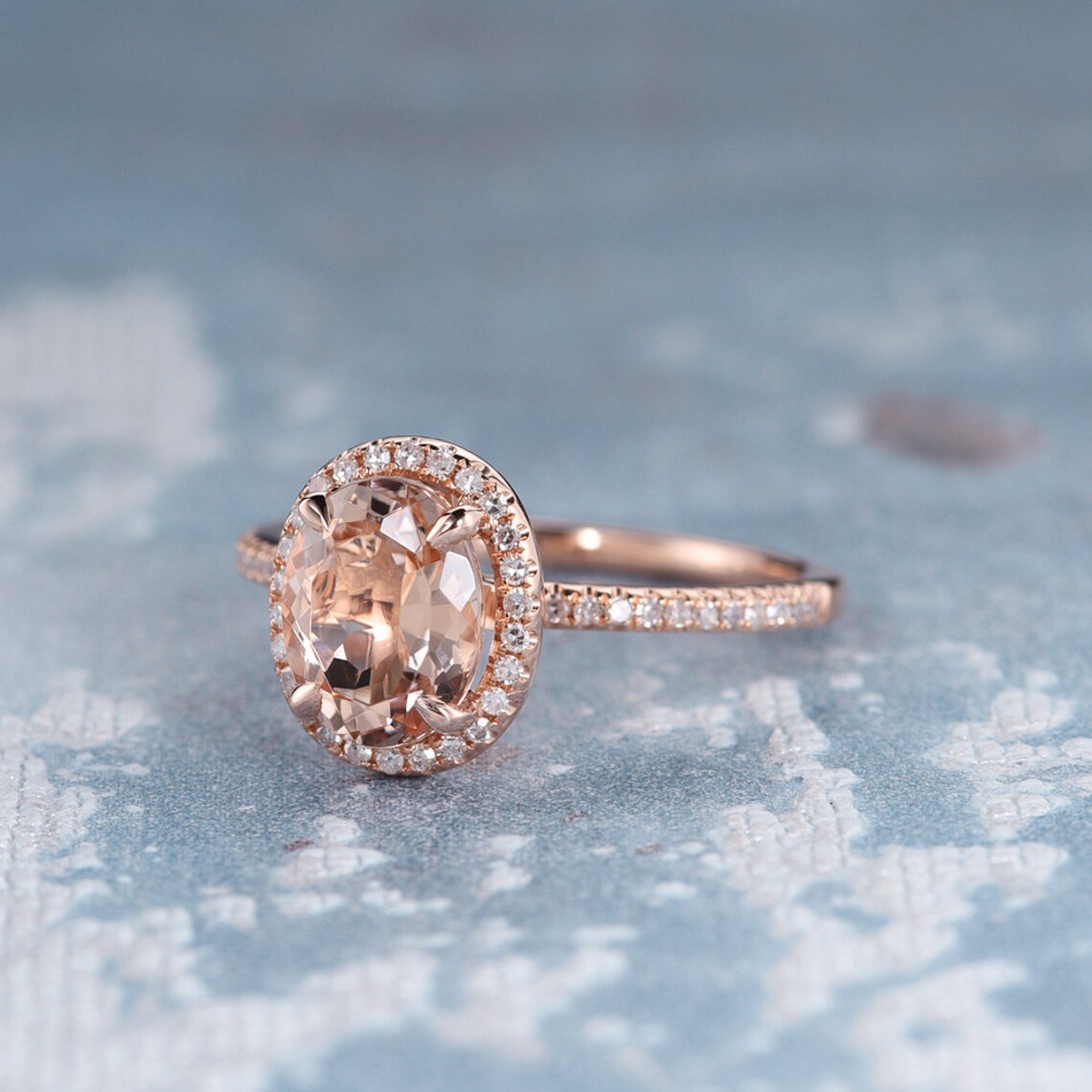 Rose Gold Engagement Ring Oval Cut Ring Wedding Etsy