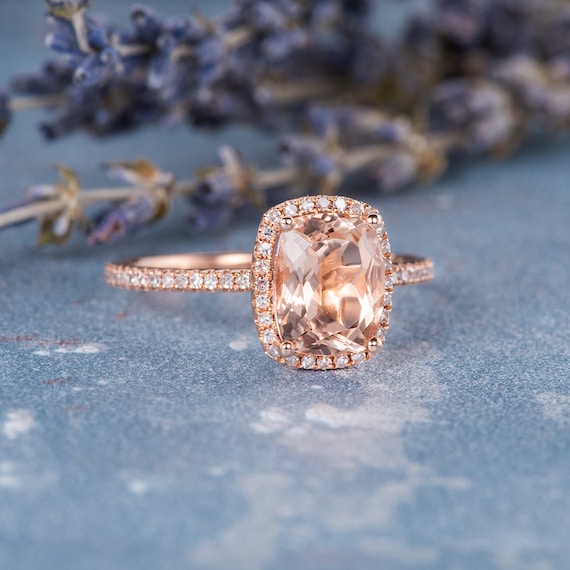 Cushion cut 2024 morganite ring