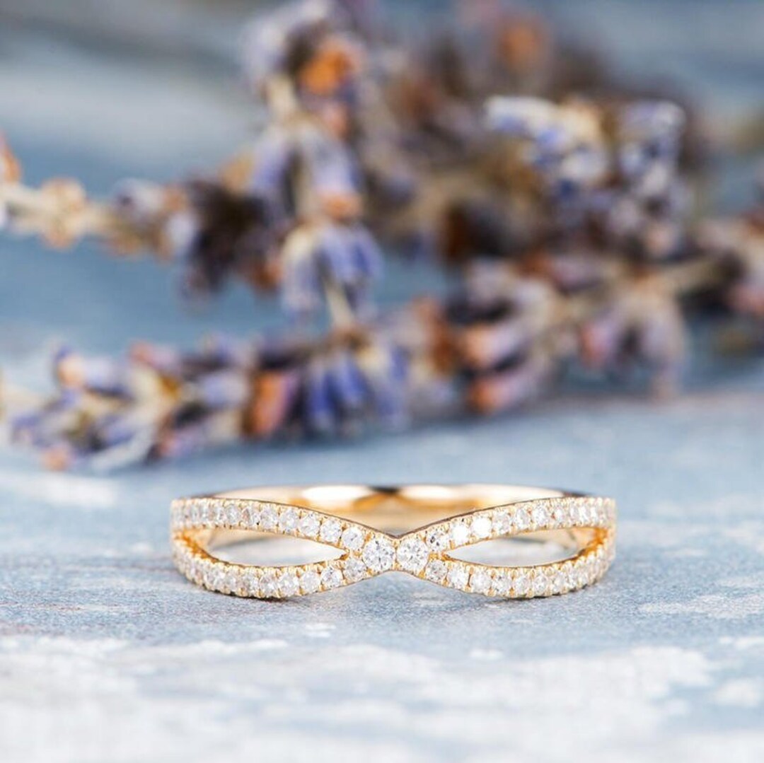 X Criss Cross & Twist Infinity Sterling Silver Wedding Band Set
