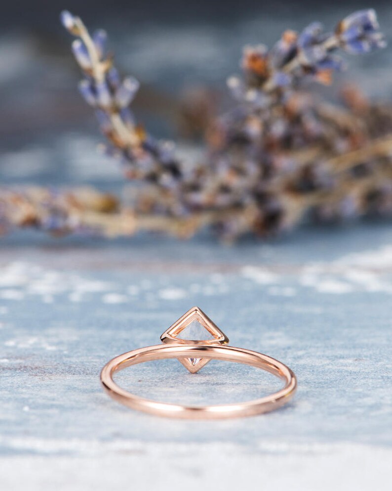 Bezel Set Ring Rose Gold Stackable Wedding Ring Thin Etsy