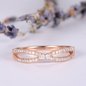 Infinity Wedding Band Women Gold Criss Cross Wedding Bridal Ring ...