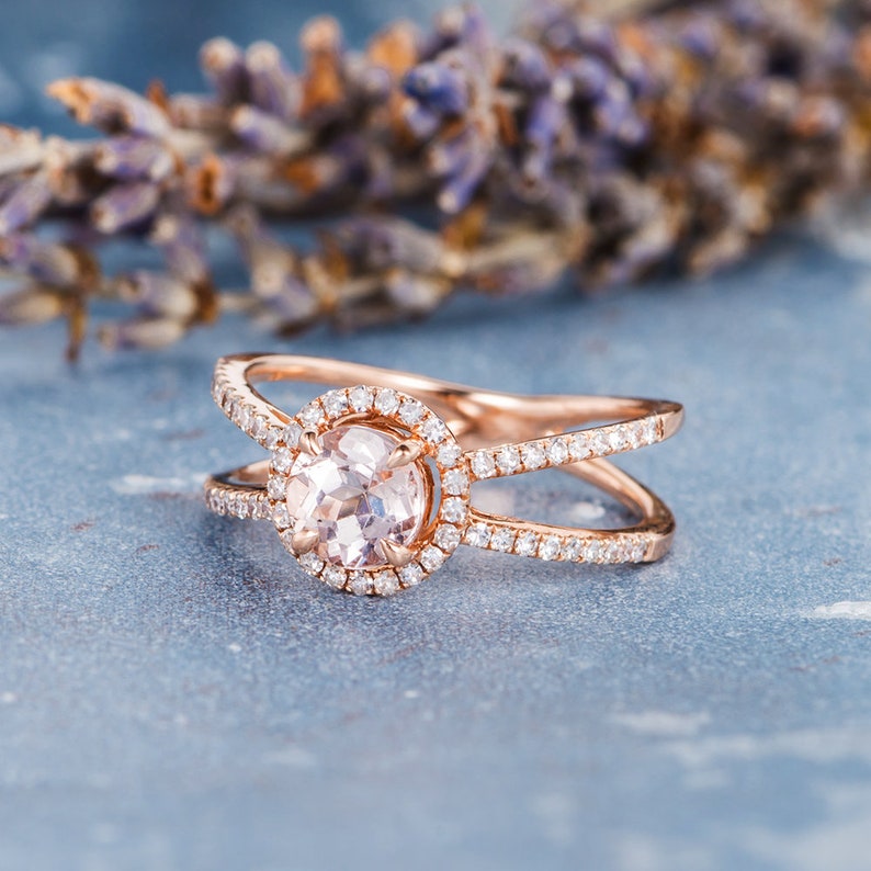 Morganite Engagement Ring Rose Gold Ring for Women Infinity - Etsy