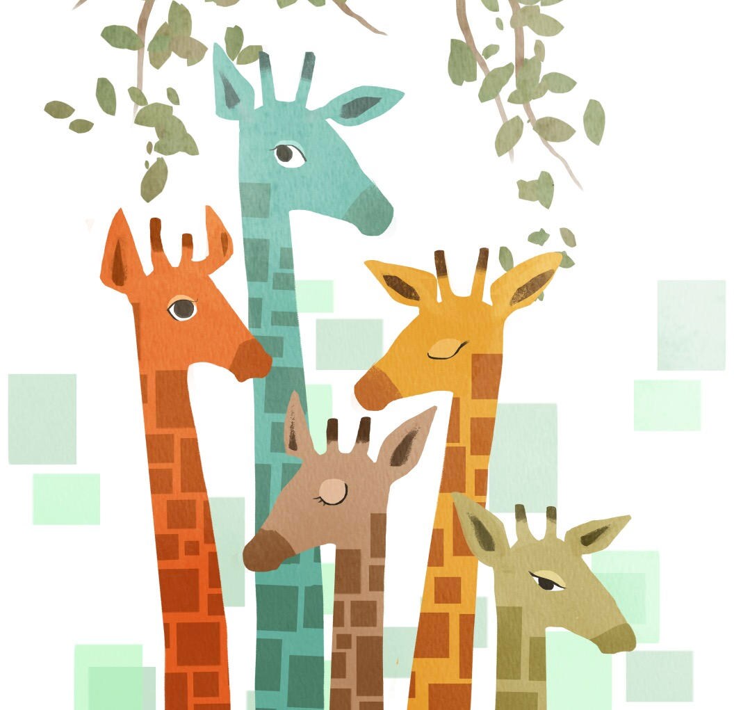 Pared arte jirafa Ilustración decoración de la habitación | Etsy