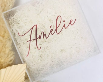 Acrylic gift box, perspex box, Bridesmaid box, personalised gift box, bridesmaid box, wedding gift, Christening box, keepsake box, Clear box