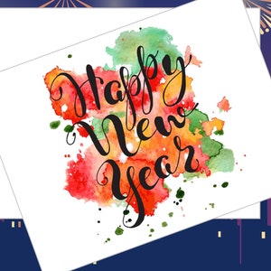 Happy New Year Swish (Single Card or Set of 12)