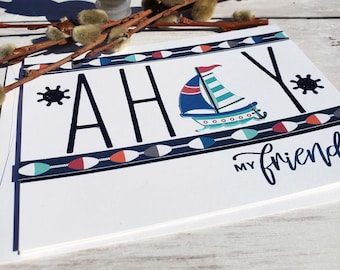 Ahoy Banner/ Ahoy Matey / Nautical Banner / Boat Banner / - Etsy