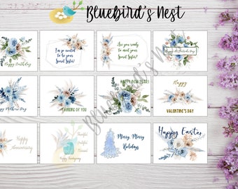 Secret Sister - Boho Blue/Beige (12 Cards / 12 Designs)