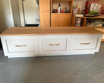 Seating and Storage Bench with White Oak Top