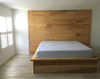 Platform Bed with Wall Headboard