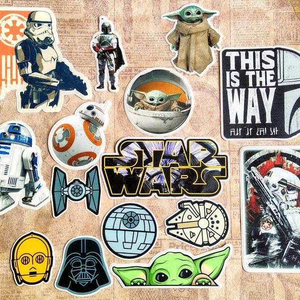 Star Wars Baby Yoda Mandalorian Sticker Pack - Waterproof for Water Bottles/Laptops/Skateboards/etc!