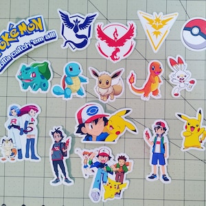 Pokémon Pikachu Ash Sticker Pack w/ Squirtle, Charmander, and more for Water Bottles, Laptops, Guitars, Skateboards & More!