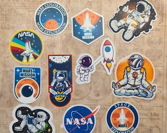 NASA Astronaut Planet Stickers: Waterproof Laptop, Water Bottle Decals