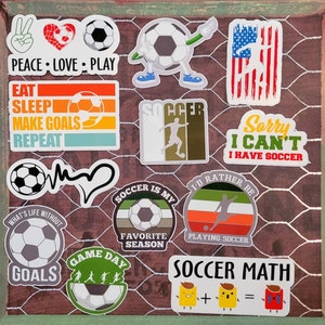 Soccer Season Love/Mom/Vibes Play Score Goalie Game Day Soccer Math Sticker Pack - Waterproof for Cars/Water Bottles/Laptops/Skateboards/etc