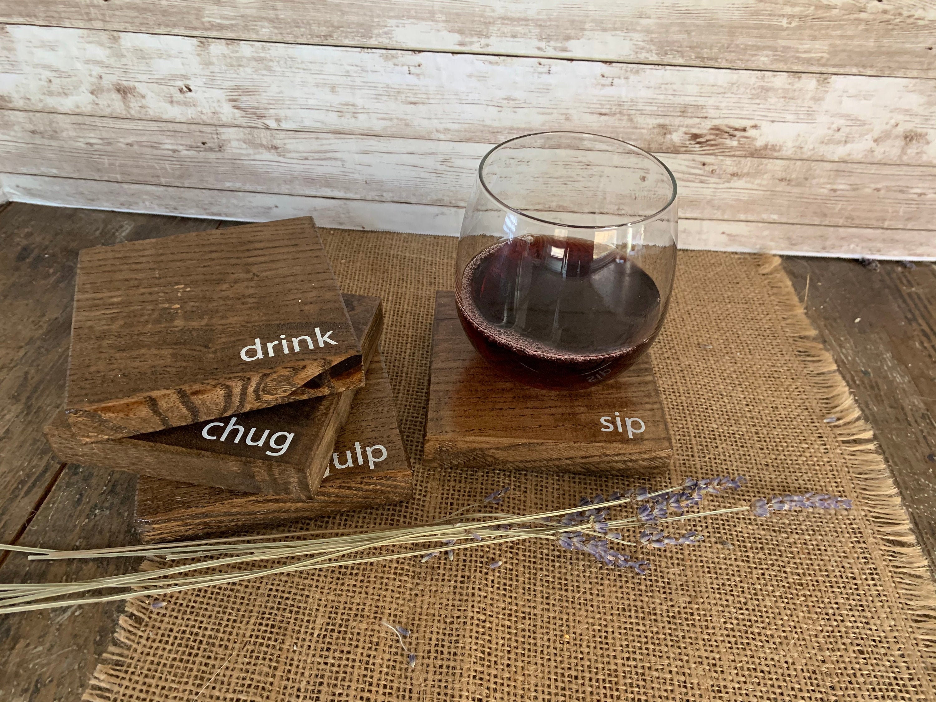 Wood Coaster Set / Rustic Wood Decor / Custom Wood Decor / Wood Plaque