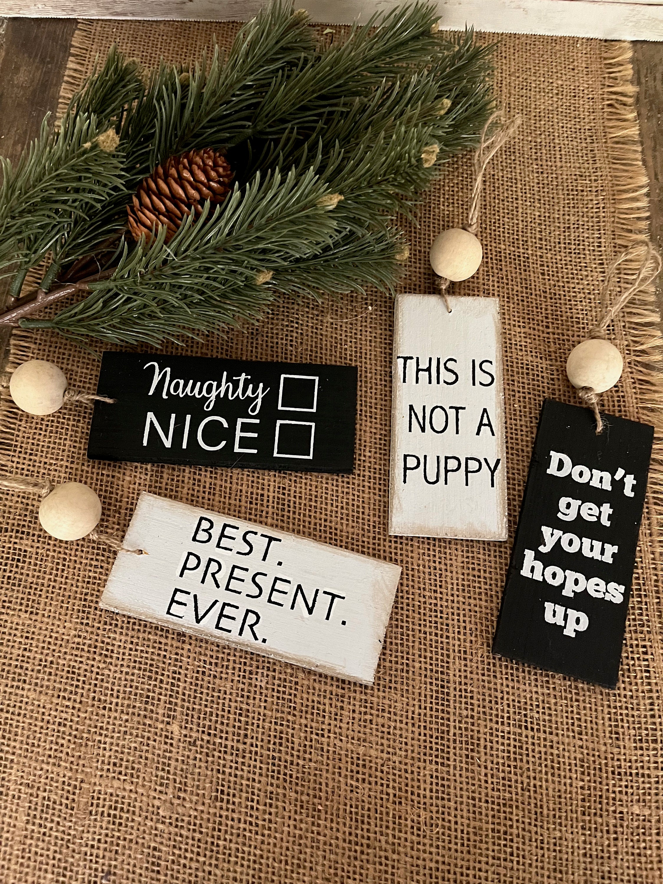 Col House Designs - Retail Christmas Present Wooden Gift Tags, 4/Set