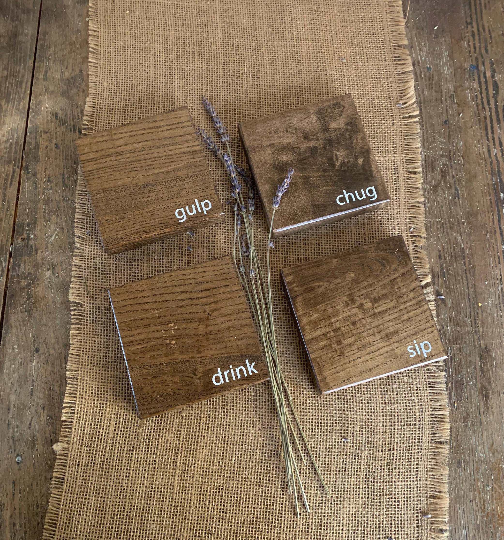 Wood Coaster Set / Rustic Wood Decor / Custom Wood Decor / Wood Plaque