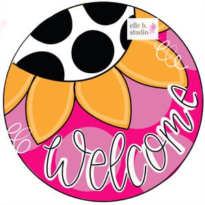 TEMPLATE: Welcome sunflower, spring door hanger, summer door hanger, welcome decor