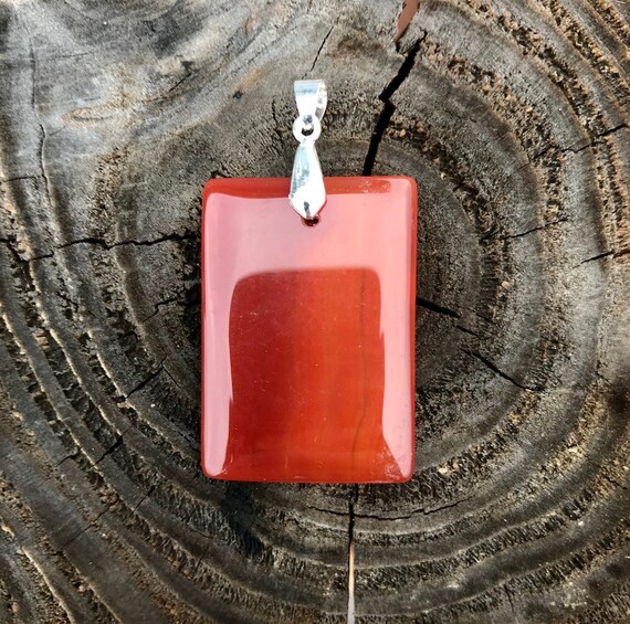 Red Agate Stone Pendant With Silver Plated Bail Necklace Jewelry Holiday Gift For Her