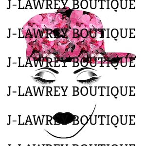 Floral Cap Face Silhouette Girl Sublimation PNG, Clip Art