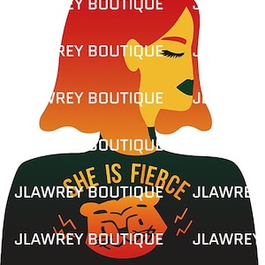 She Is Fierce Cartoon Girl SVG, JPEG, PNG, Clipart