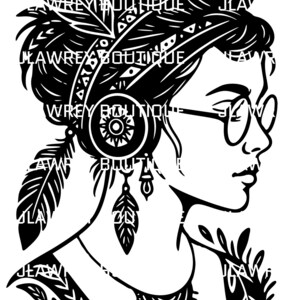 Boho Girl With Feathers SVG, PNG, JPEG, Clip Art