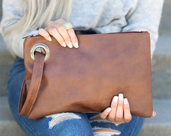 Chestnut Brown Oversized Everyday Clutch Bag