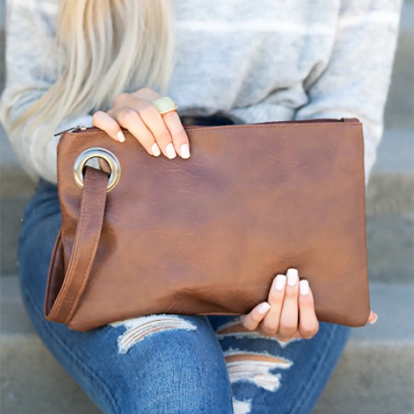 Chestnut Brown Oversized Everyday Clutch Bag