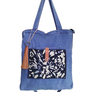 jean tote bag, Jean bag, denim bag, jeans tote bag, beach bag, canvas bag, denim tote, shopping bag, abstract tie dye bag