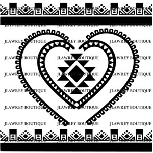 Aztec Tribal Heart Pattern SVG, JPEG, PNG, Clip Art