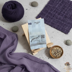 Gallnut natural dye kit for 0.45lb fabric, dark purple color, natural dye, fabric dye, tie, mordant, diy, plant, batic, botanical, #02