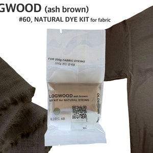 Logwood sap dye kit for 0.45lb fabric, ash gray color,natural dye, fabric dye, tie dye, mordant, diy, plant, batic, botanical,  #60