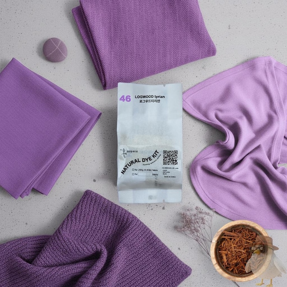 Natural Tyrian Purple Dye Kit - Logwood & Lac Dye for 0.45lb (200g) Fabric - DIY Botanical Tie Dye Set with Mordant - eco Textile Art #46