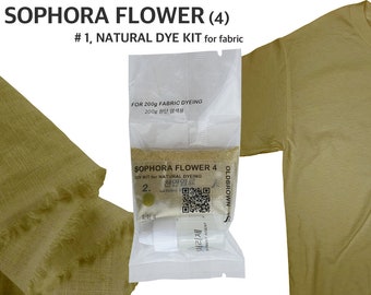 Sophora flower natural dye kit for 0.45lb fabric, khaki green color,natural dye, fabric, tie, mordant, diy, plant, batic, botanical,  #01