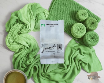 Gardenia Natural Dye Kit Lime Green color with Mordant for 200g(0.45lb) Fabric DIY Botanical Plant Dye Tie Dye Batik Eco Craft, #71