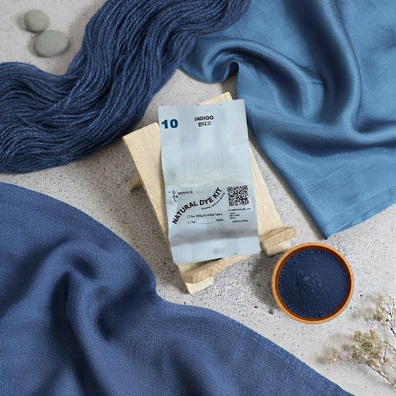 Indigo natural dye kit for 0.45lb fabric, indigo color,natural dye, fabric dye, tie dye, mordant, diy, plant, batic, botanical, #10 image 1