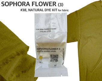 Sophora flower dye kit for 0.45lb fabric, olive green color,natural dye, fabric dye, tie dye, mordant, diy, plant, batic, botanical,  #38