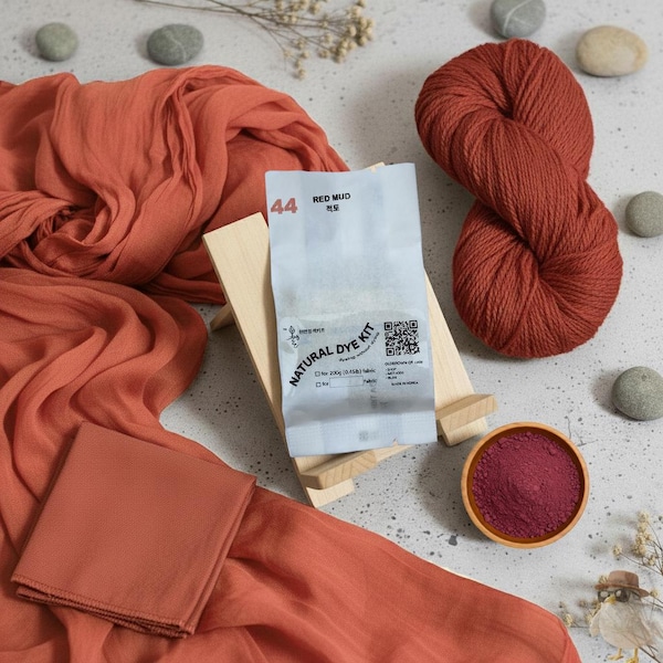 Natural Red Mud Dye Kit for Fabric (0.45lb /200g) - Lust Red Earth Mineral Mud, DIY Tie Dye Set, Eco-Friendly Textile Art, #44