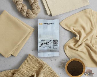 Walnut Dye for Wool & Cotton - Natural Brown Fabric Dye Kit with Mordant Included - Sustainable DIY Craft Gift, Batik, eco printing, #48