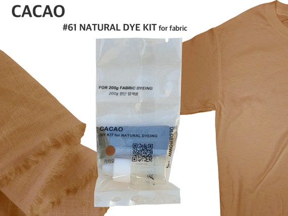 Cacao Dye Kit for 0.45lb Fabric, Light Reddish Brown Color, Natural Dye,  Fabric Dye, Tie Dye, Mordant, Diy, Plant, Batic, Botanical, 61 