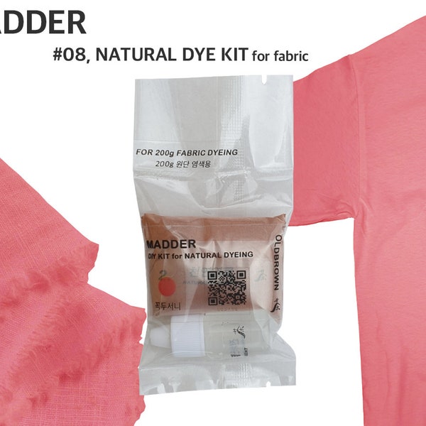 Madder natural dye kit for 0.45lb fabric, coral pink color,natural dye, fabric dye, tie dye, mordant, diy, plant, batic, botanical,  #08