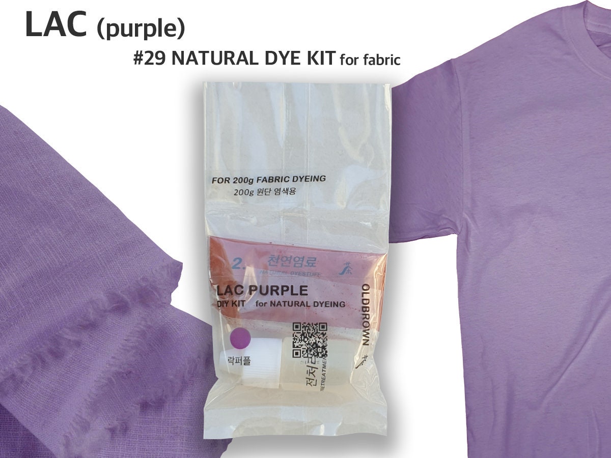 Lac Dye Kit for 0.45lb Fabric, Lilac Purple Color, Natural Dye, Fabric Dye,  Tie Dye, Mordant, Diy, Plant, Batic, Botanical, 29 
